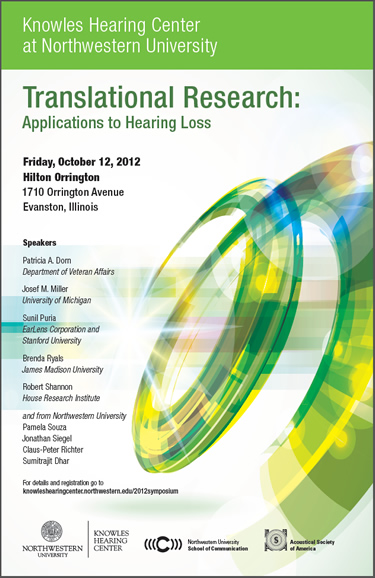 Translational Research:<br /><br /> Applications to Hearing Loss,<br /><br /> October 12, 2012